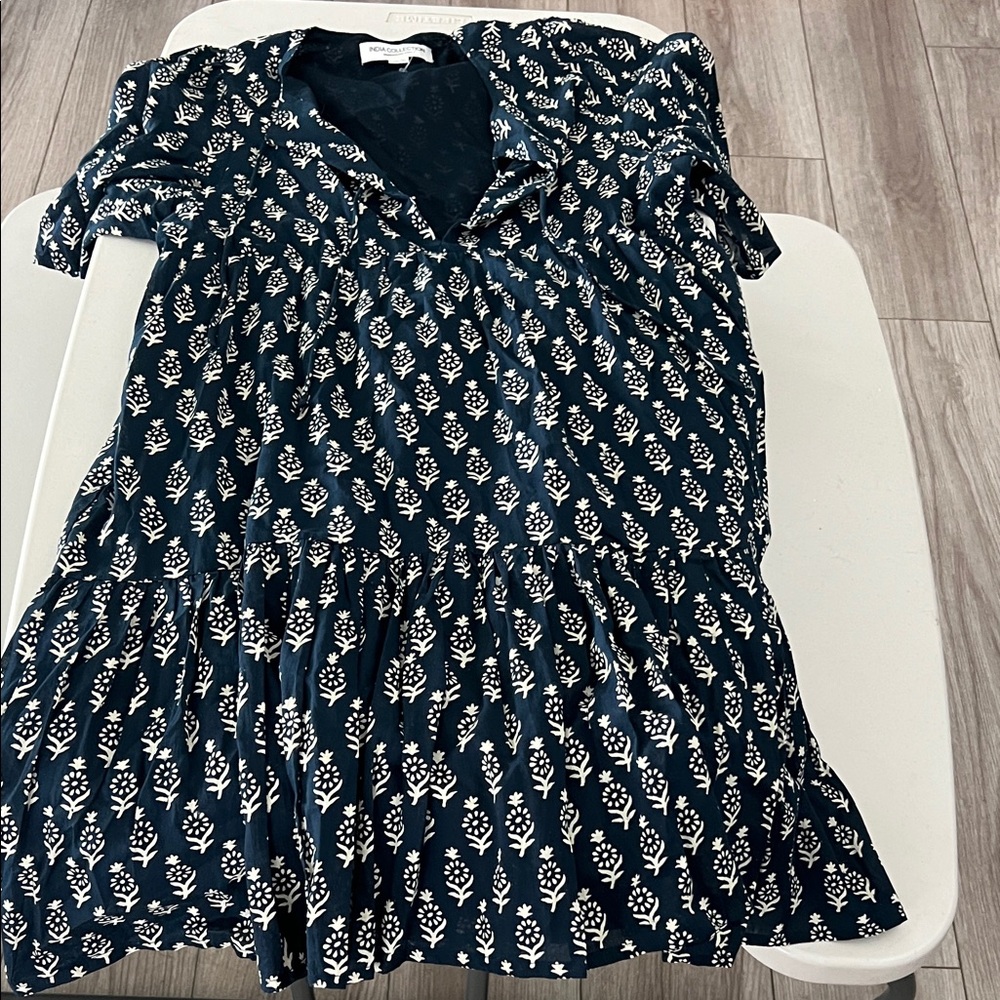 Emerson Fry Navy Tunic with White Botanical Print